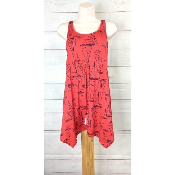 6 RED BOATS A375174 Denim & Co. Scoop Neck Handkerchief Hem Swim Dress - Picture 2 of 2